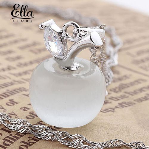 Ellastore Girl Apple Shape Faux Opal Zirconia Silver Plated Pendant for Necklace