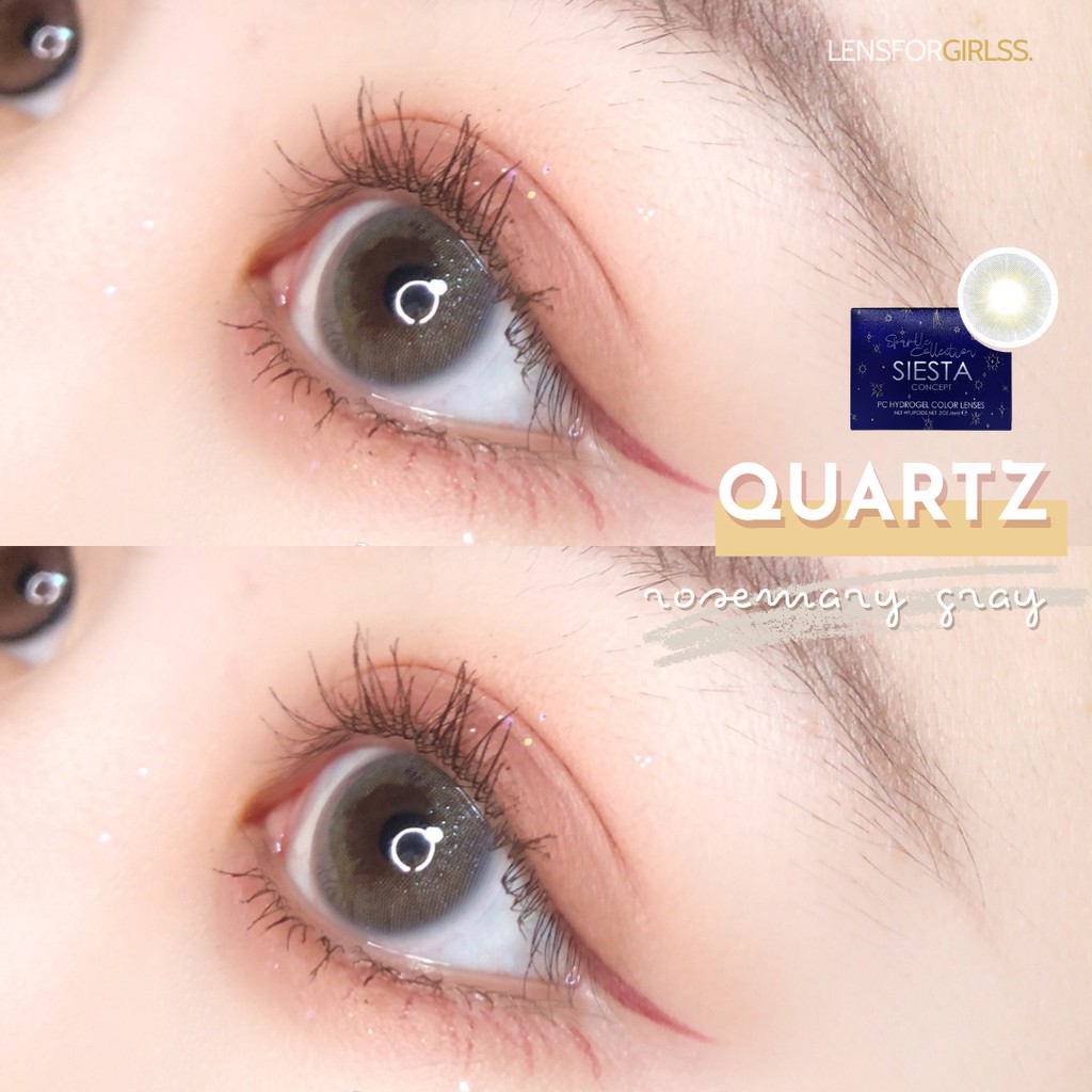 Kính áp tròng xám nhũ Siesta Quartz Rosemary Gray dành cho mắt nhạy cảm - Pc Hydrogel | Hạn sử dụng 6 tháng
