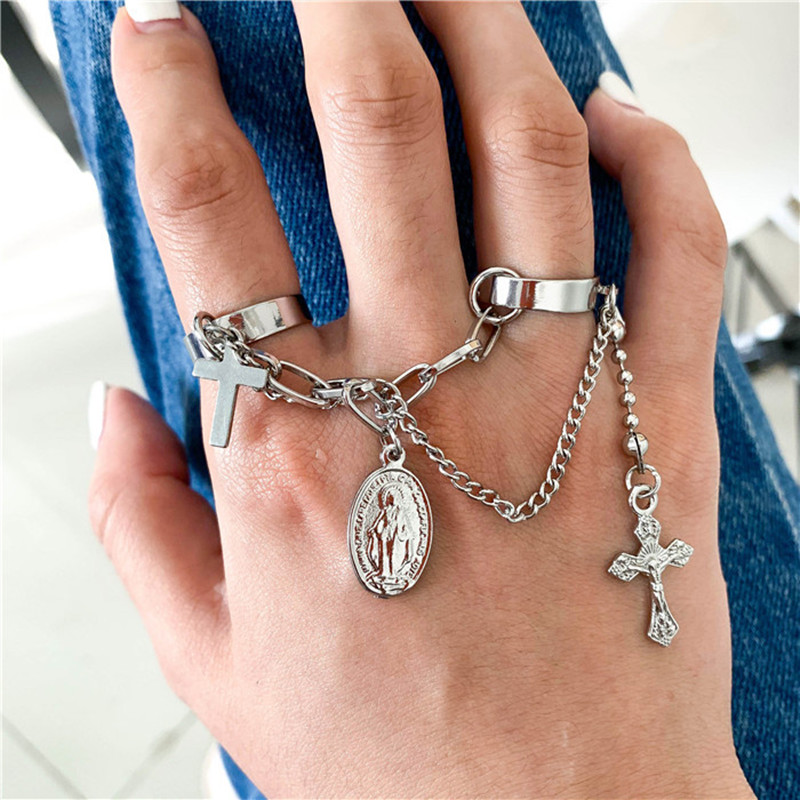 Nhẫn Kim Loại Hình Chữ Thập Chất Lượng Cao