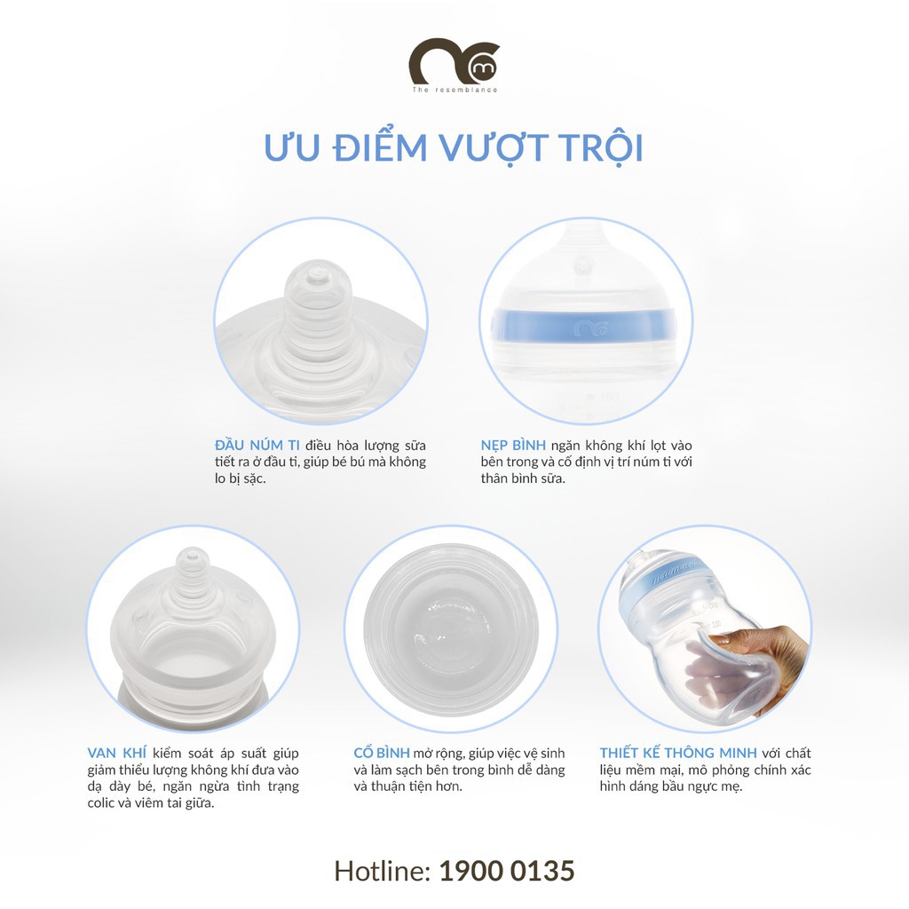 Bình sữa Mamachi chất liệu Silicone y tế 100%