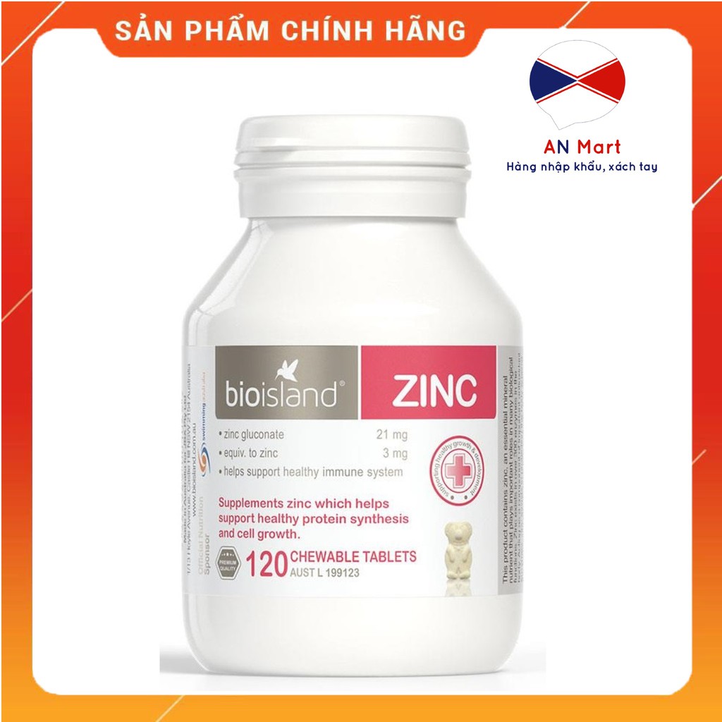 Viên bổ sung kẽm cho bé Bio Island Zinc 120 Viên