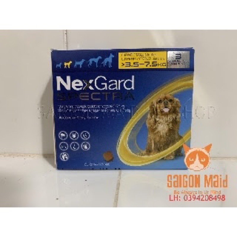 1 viên nexgard spectra cho chó 3,5-7,5kg phòng nội ngoại kst