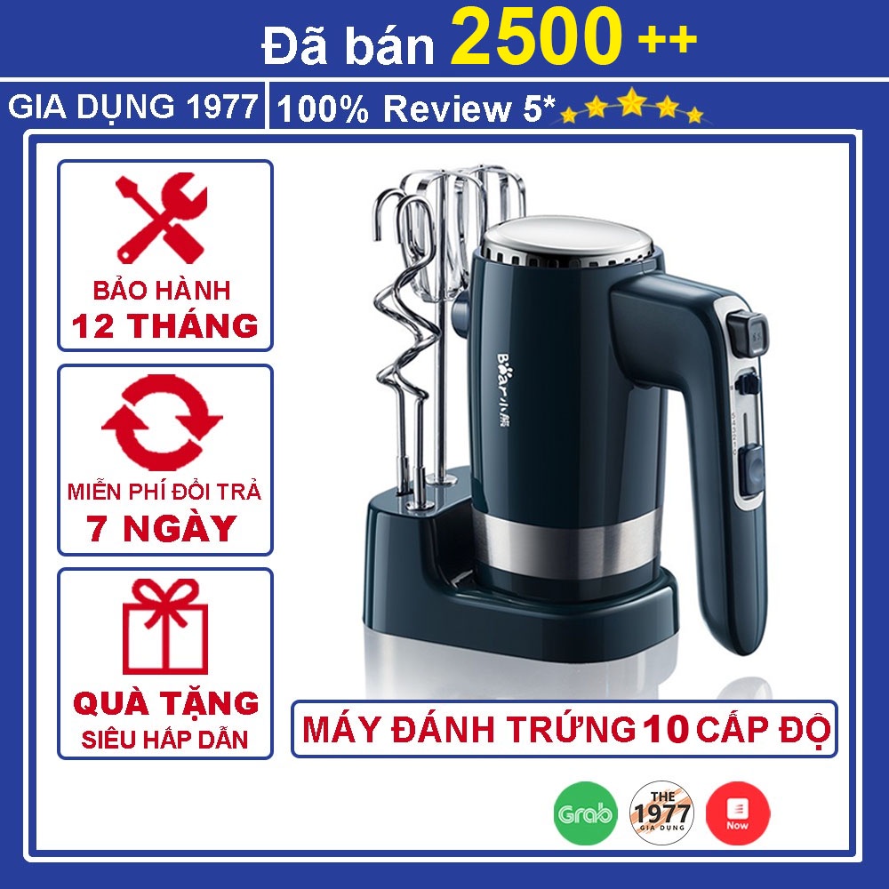 Máy đánh trứng cầm tay cao cấp 10 cấp độ công suất cao, máy đánh bột làm bánh kèm 04 que trộn bột tiện lợi