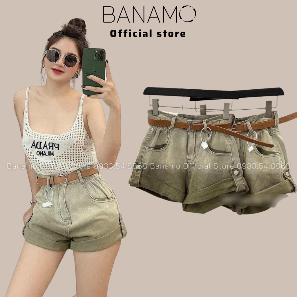 Quần short jeans nữ loang màu gấu gập hottrend thời trang Banamo Fashion  jeans nữ loang màu 663