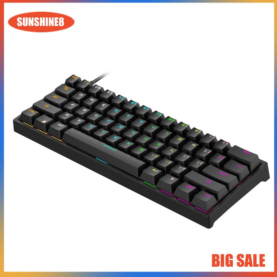 【SUN】Dây bàn phím G101 61-key Trục xanh Phát sáng RGB Bàn phím cơ học mát mẻ