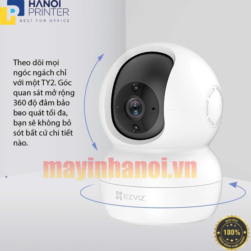 Camera Wifi Ezviz Ty2, chính hãng, full HD 1080P 2MP, xoay 360 độ, đàm thoại 2 chiều, bảo hành 24 tháng