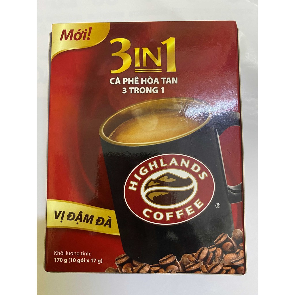 HIGHLANDS CÀ PHÊ HÒA TAN 3 TRONG 1 170g (10 gói x 17g)