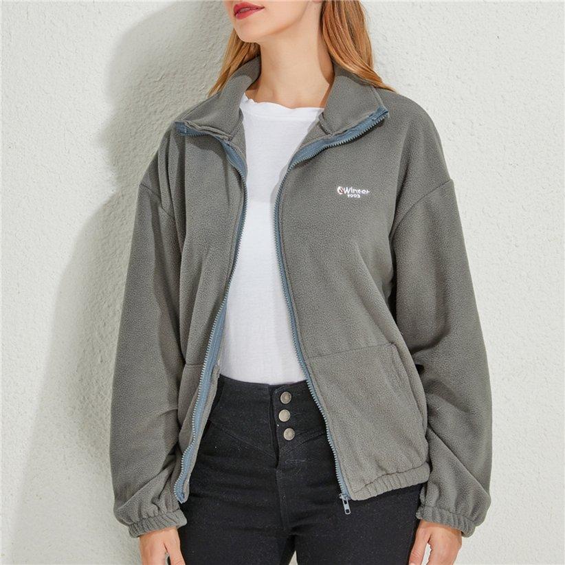 Long Sleeve Women's Zip-up Jacket Sweatshirt Spring Comfortable With Pockets