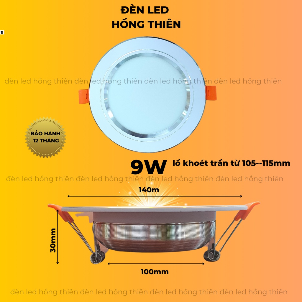 Đèn led âm trần 7w 9w viền vàng, 3 chế độ