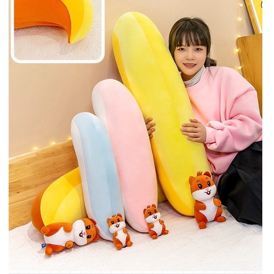 Gấu Bông Sóc Đuôi To, Sóc Bông Đuôi Dài Làm Gối Ôm Cute Có Khóa Kéo, Hàng Minío Cao Cấp Kiểu Dáng Dễ Thương