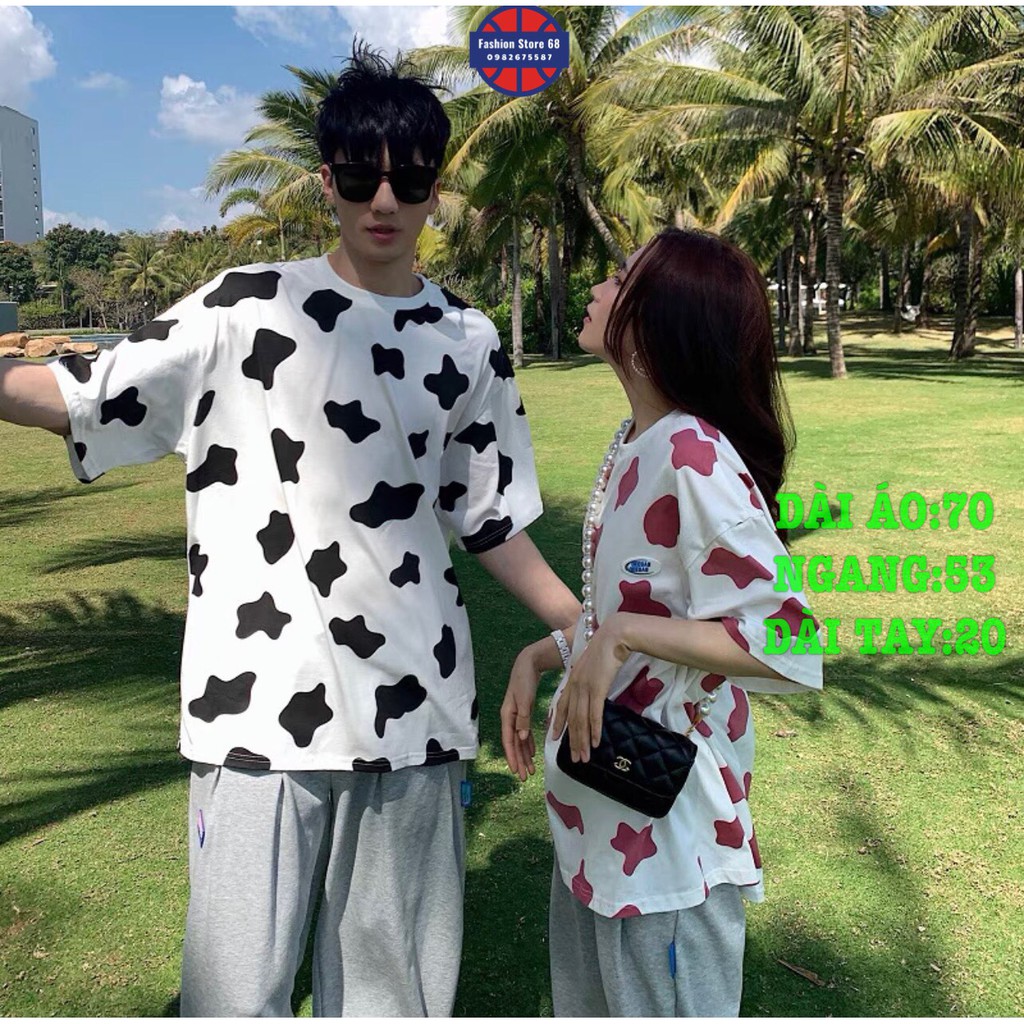 Áo bò sữa form rộng, Áo thun tay lỡ nam nữ thun cotton mềm, mịn, thấm hút mồ hôi dưới 75kg