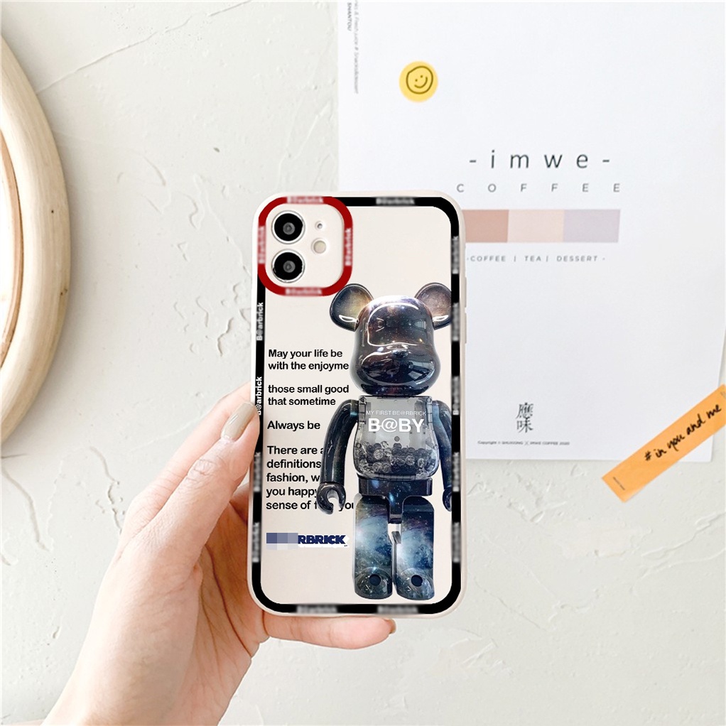 Ốp lưng iphone cạnh vuông viền màu Baby bear.brick dành cho iphone 6 đến 14promax - E103