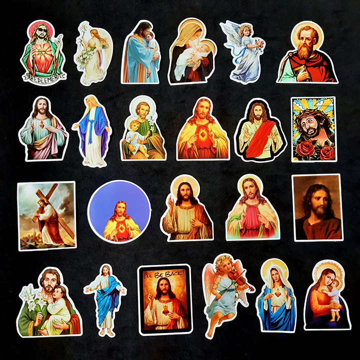 Bộ Sticker dán cao cấp chủ đề ĐỨC CHÚA JESU - Dùng dán Xe, dán mũ bảo hiểm, dán Laptop...