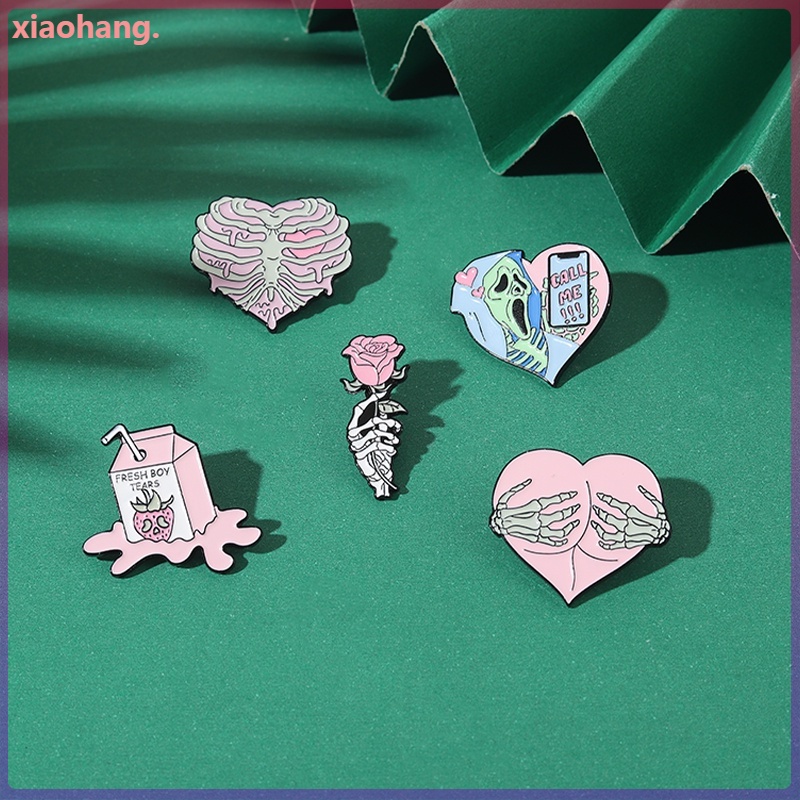 Ghim Cài Áo Hình Bàn Tay Xương Màu Hồng Sữa Thời Trang