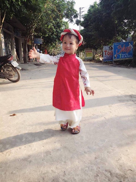 Set áo dài hoa đào