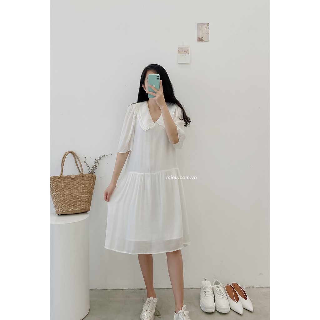 [ Miều ] Đầm voan dáng dài cổ bèo tròn Nama Dress