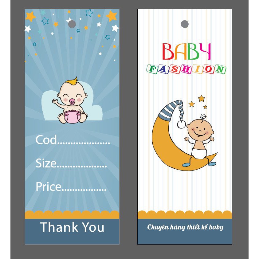 SET bộ 2 NHÃN MÁC TAG QUẦN ÁO-  - Giấy bìa cứng cán màng sang trọNG - set 100 bộ - mẫu 15