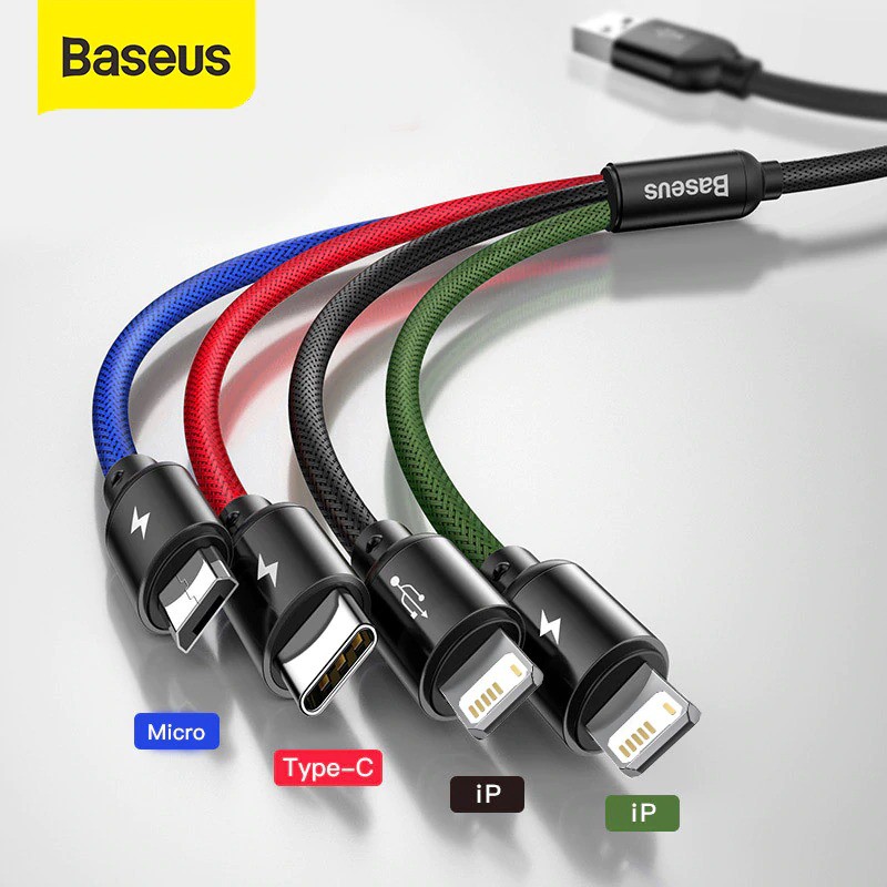CÁP SẠC LIGHTNING - TYPE C - MICRO BASEUS RAPID 3.5A 4 IN 1 CHÍNH HÃNG
