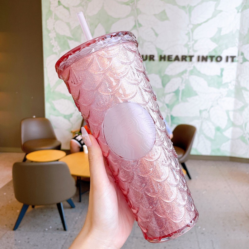 Ly Starbucks 2022 China Pink Glitter Gradient Scale
