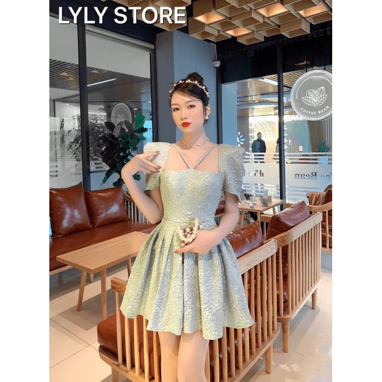 Mẫu Mới Đầm Gấm Nữ Dự Tiệc Có Mút Ngực Lót Quần Dây Chéo Cổ Cực Hot PU hhp (Mẫu Mới)