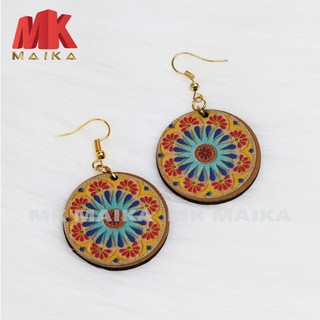 Khuyên tai gỗ vintage MK MAIKA mẫu tròn MKKT092, khuyên tai gỗ thời trang độc đáo, phù hợp đi biển, dạo phố, du lịch