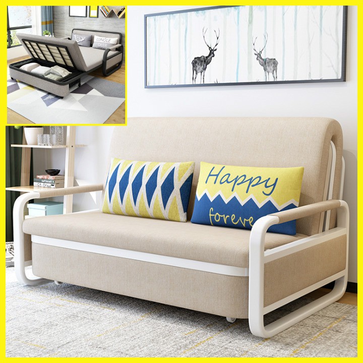 Giường Sofa Thông Minh Gấp Gọn, Sofa Giường Gấp Giường Kéo Khung Sắt Sơn Tĩnh Điện Có Hộc Đựng Đồ