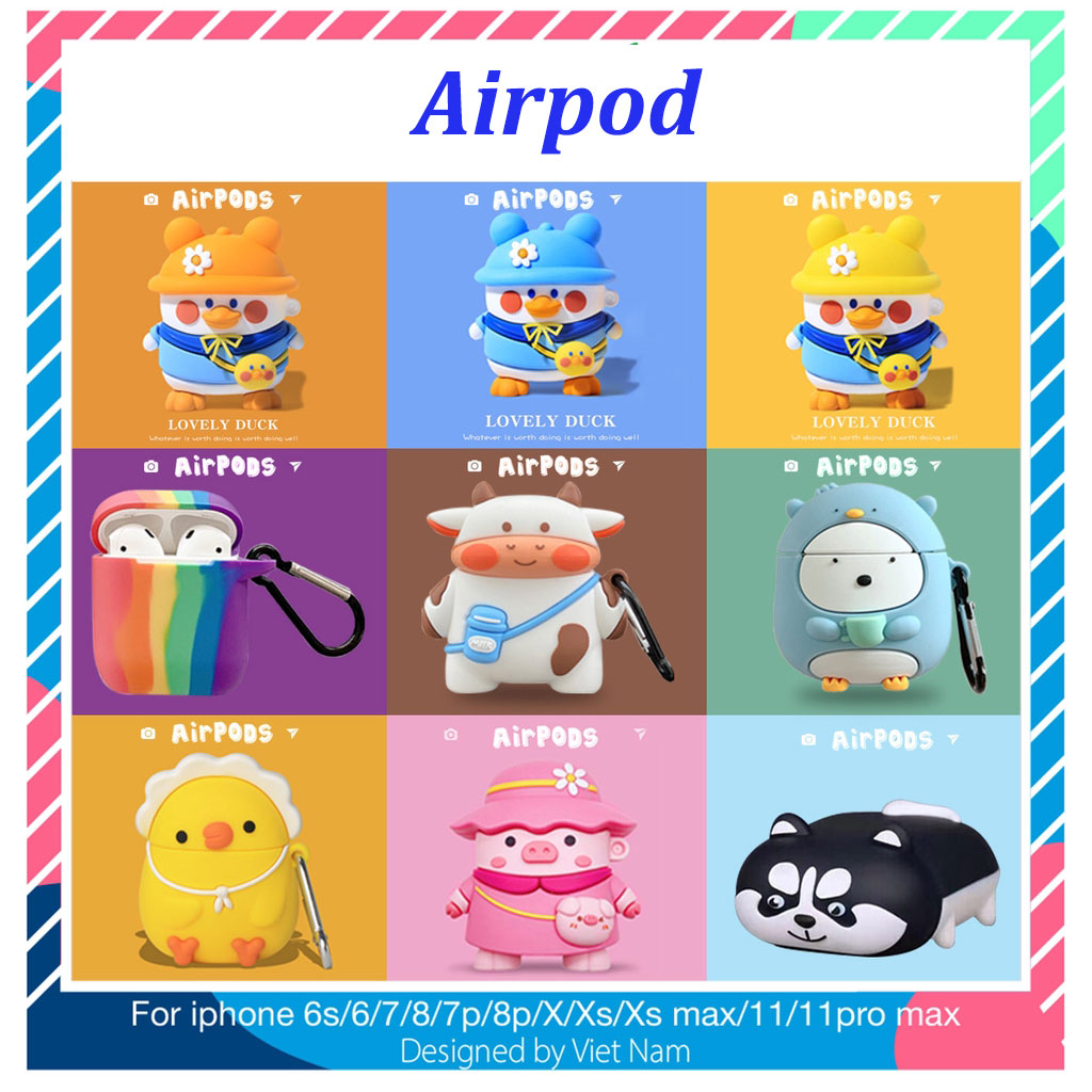 Vỏ Đựng Bảo Vệ Hộp Sạc Tai Nghe Airpods 1 / 2 Airpods 1 / 2 Dễ Thương Kèm Móc Treo