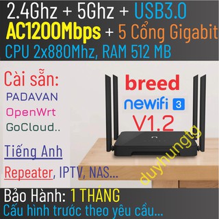 Phát WIFI NEWIFI D2 Router chuẩn AC1200 [Tiếng Việt] tốc độ cao Rom PADAVAN phiên bản chuẩn V1.2