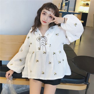 Áo babydoll hoa nhí thêu tay