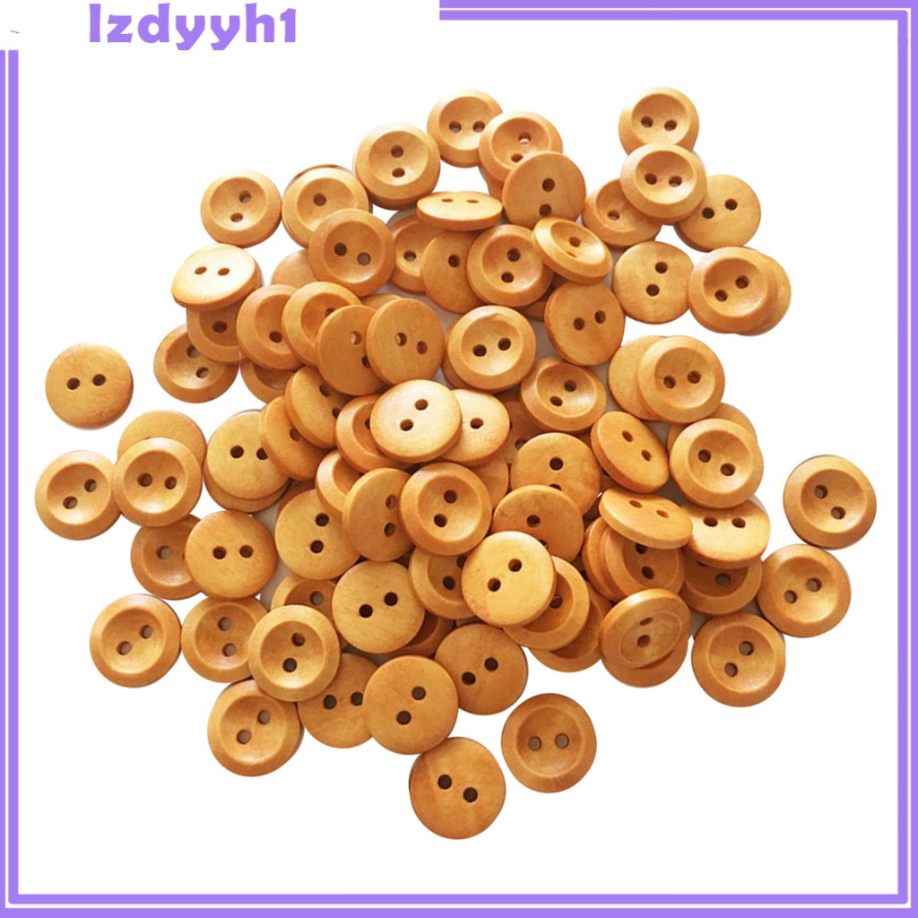 Set 100 Nút Gỗ Tròn 2 Lỗ Sơn Màu Sắc Tự Nhiên Trang Trí Quần Áo JoyDIY