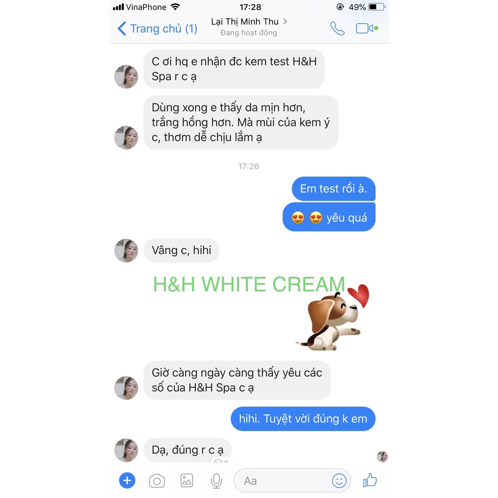 Kem dưỡng trắng da H&H  Căng Mọng Mướt Mịn có Make up và chống nắng _H&H White Cream.