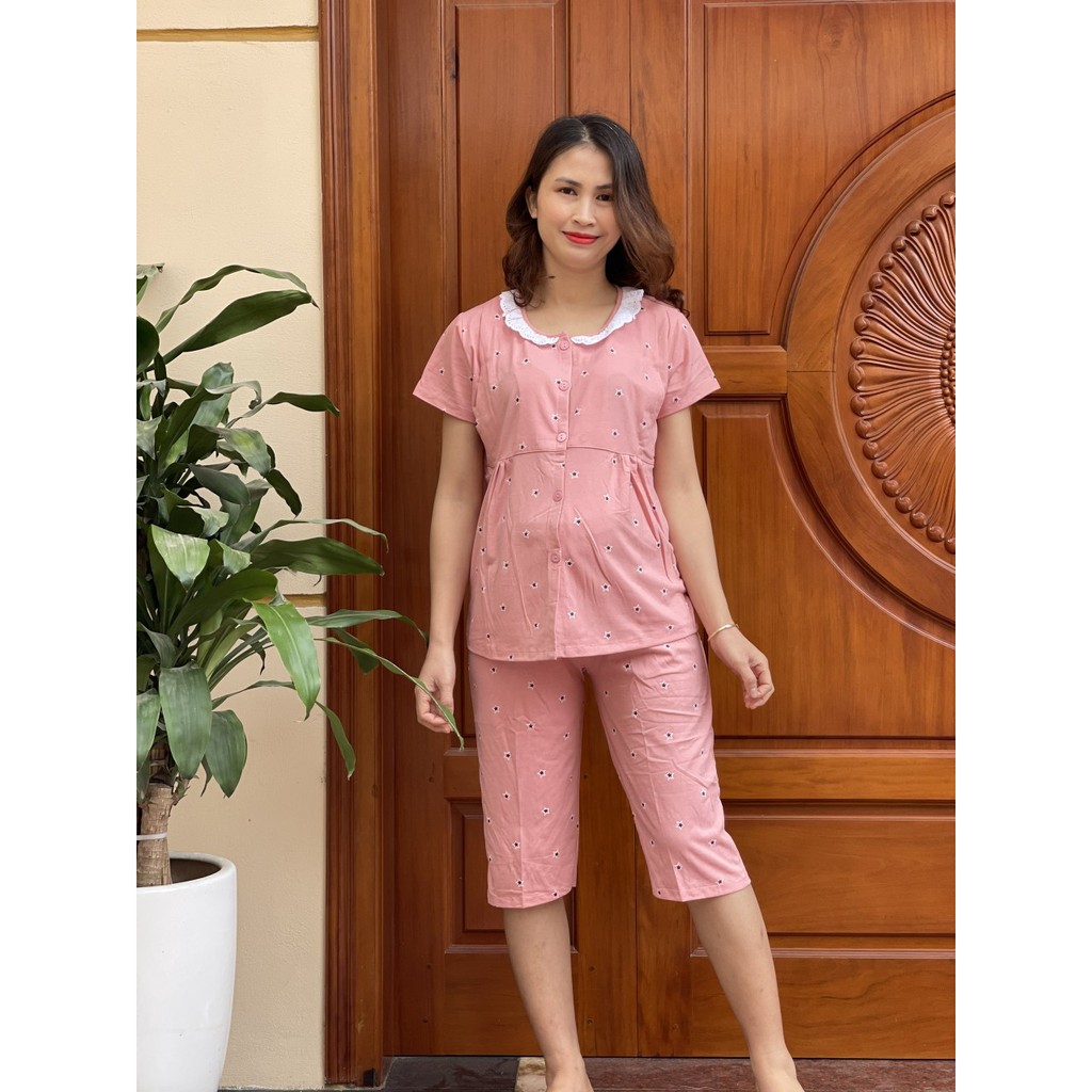 Bộ đồ bầu  LỬNG IN HÌNH SAO chất cotton siêu sịn mịn mặc bầu và sau sinh BL812