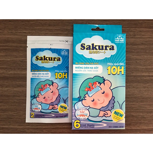 Miếng dán lạnh hạ sốt từ thảo dược cho trẻ em Sakura (Hộp 6 miếng) - 0403560
