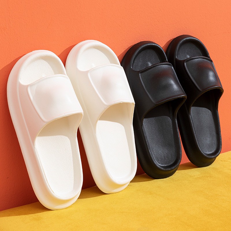 [ Fom nhỏ tăng 1-2sz ] Dép bánh mì unisex, Quai lồi, Dép nữ quai ngang chất liệu EVA hai màu trắng đen trơn