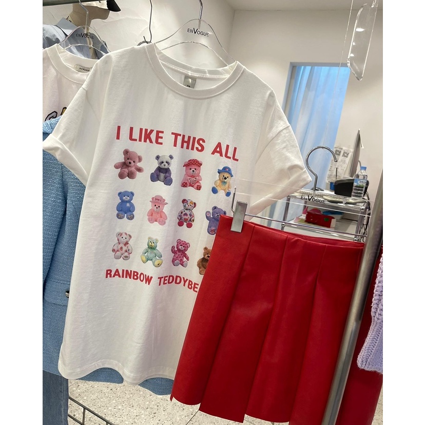 Áo Thun Dáng Rộng Tay Ngắn In Hoạ Tiết Gấu Hoạt Hình Xinh Xắn 49804