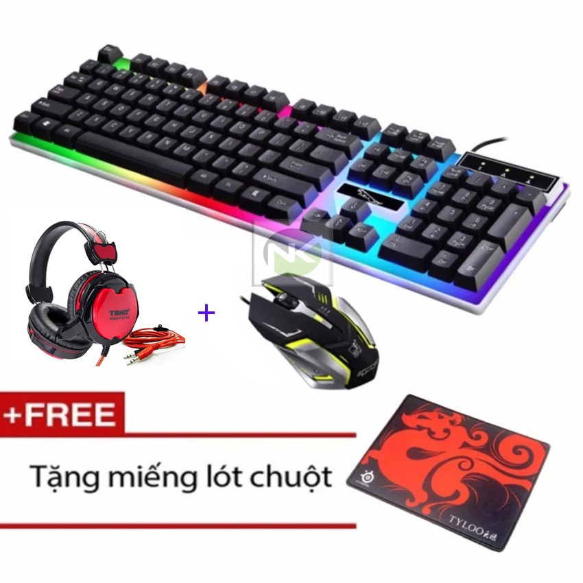 Siêu Combo Chuyên Game Bàn Phím Chuột Led G21 - K1 + Tai Nghe Robot GT-03 ( Tặng Lót Chuột ) - NK