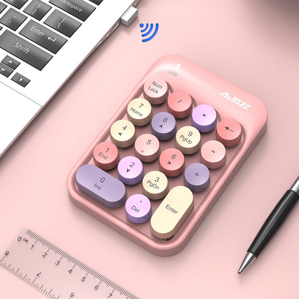 Bàn phím số USB không dây nhỏ gọn Ajazz AK18 dễ thương kết nối laptop dùng cho thu ngân nhân viên ngân hàng | BigBuy360 - bigbuy360.vn