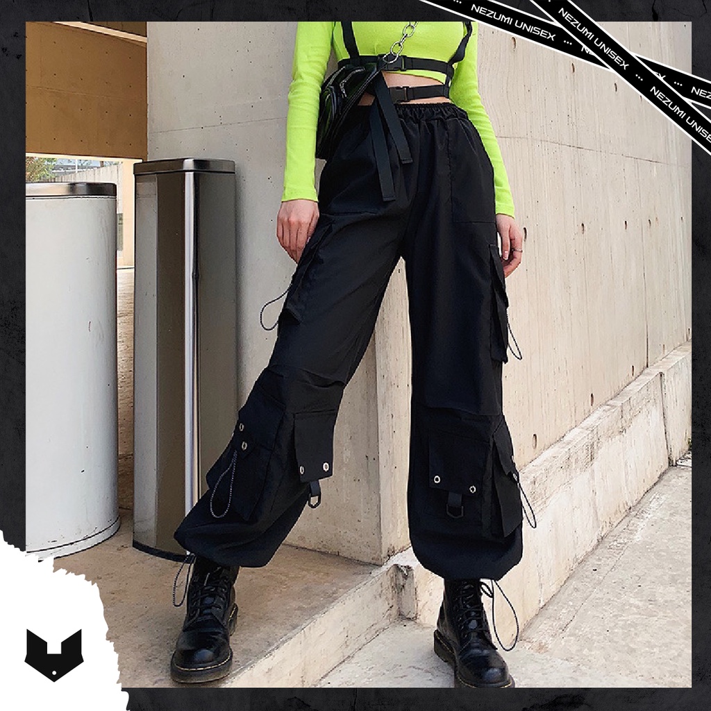 Quần jogger boxpant nhiều túi hộp ống suông nam nữ, quần nhảy hiphop phong cách Châu Âu