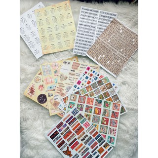 Sticker giấy (mỏng, ko chống nước) vintage , retro, quote chủ đề: kraft, chữ cái, tạp chí, định nghĩa, từ ngữ, du lịch