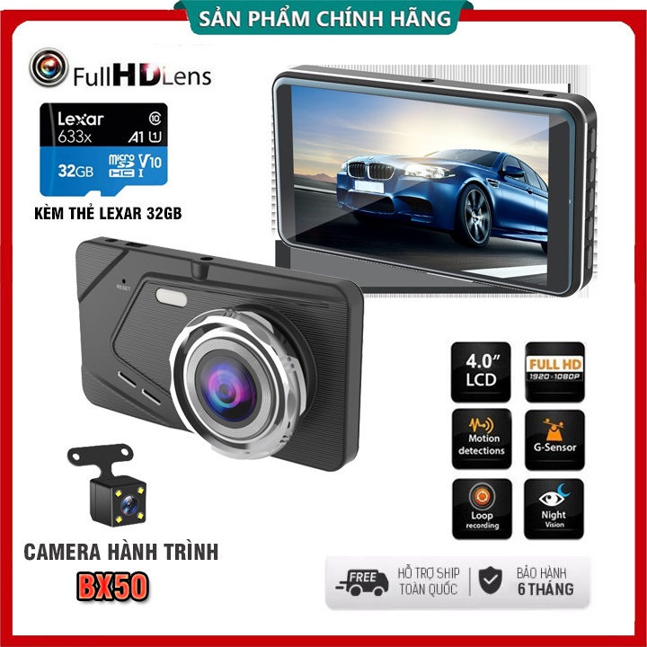 Camera Hành Trình ONTEK S18 Ô tô trước sau full HD tích hợp 8 Đèn LED - 1080P, màn hình kính IPS siêu nét, ống kính kép
