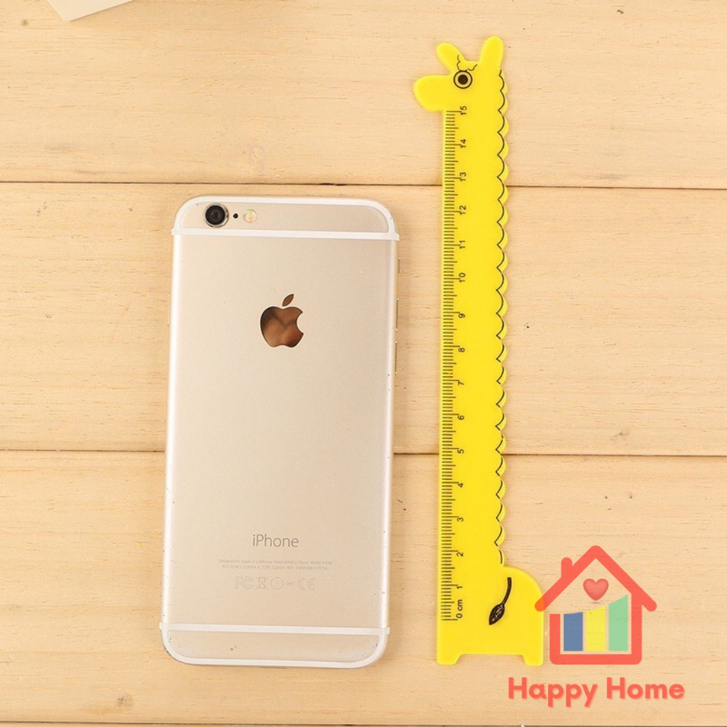 Thước nhựa hình con hươu dễ thương 15cm, đồ dùng học tập văn phòng phẩm cho bé Happy Home