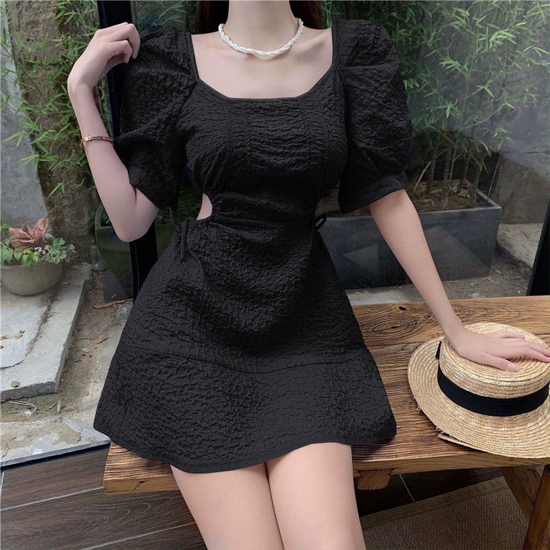 ĐẦM XỐP TAY PHỒNG KHOÉT EO CỘT NƠ XOÈ XINH LẮM