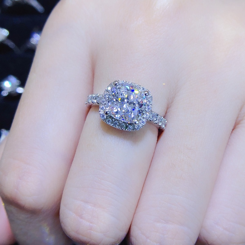 Bộ 2 chiếc nhẫn bạc dát đá zircon kim cương thời trang đơn giản cho nữ