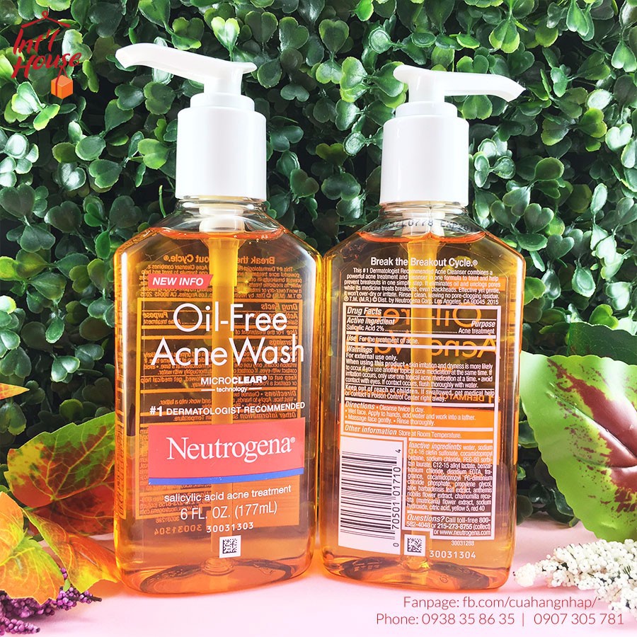 Sữa Rửa Mặt Cho Da Dầu Mụn NEUTROGENA Oil Free Acne Wash Kiểm Dầu, Ngăn Ngừa Mụn