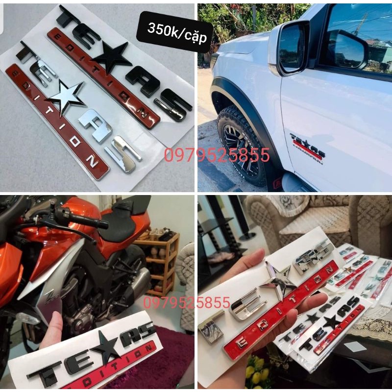 Tem TEXAS lớn dán 2 bên hong xe hoặc sau xe