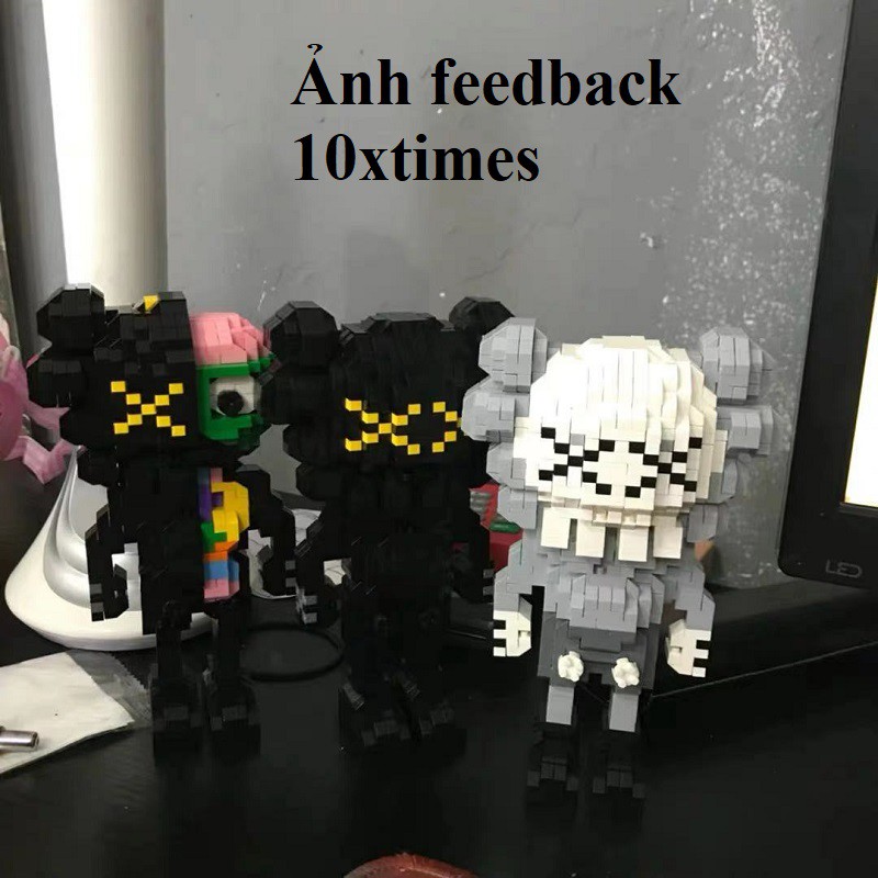 (size 16cm) lego 3D đồ chơi giáo dục lắp ráp mô hình nhân vật Kaws bearbick dễ thương, quà tặng sinh nhật bạn trai gái