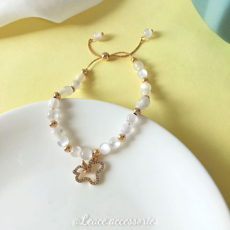 Vòng tay nữ, lắc tay dây rút đá mắt mèo mặt kỳ lân đính đá nữ tính BL020 Leace.accessories