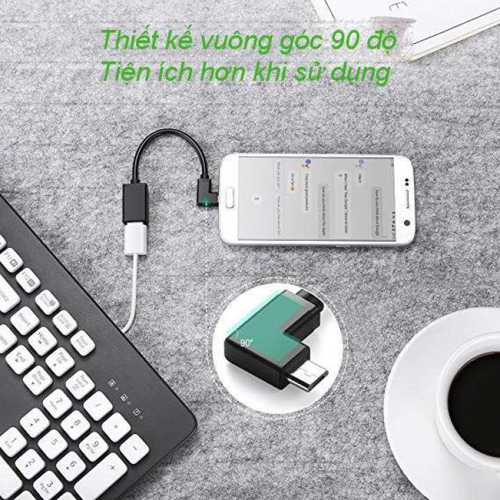 Dây USB2.0 sang Micro USB vuông góc, hỗ trợ OTG dài 15cm UGREEN US119 10379