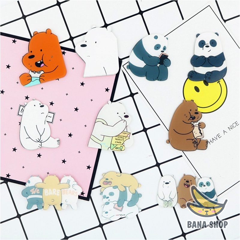 Huy hiệu cài áo anh em gấu bare bear Chúng tôi đơn giản là gấu cute