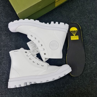 Giày Palladium cổ cao nữ nam vải trắng